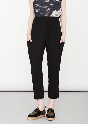 PANTS LOOSE ELASTIC BLACK PLAIN - BERENIK
